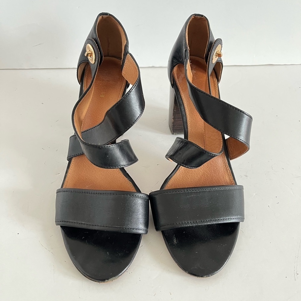 Coach Black Gold Turnlock Heel Sandal Size 9B - Picture 3 of 9